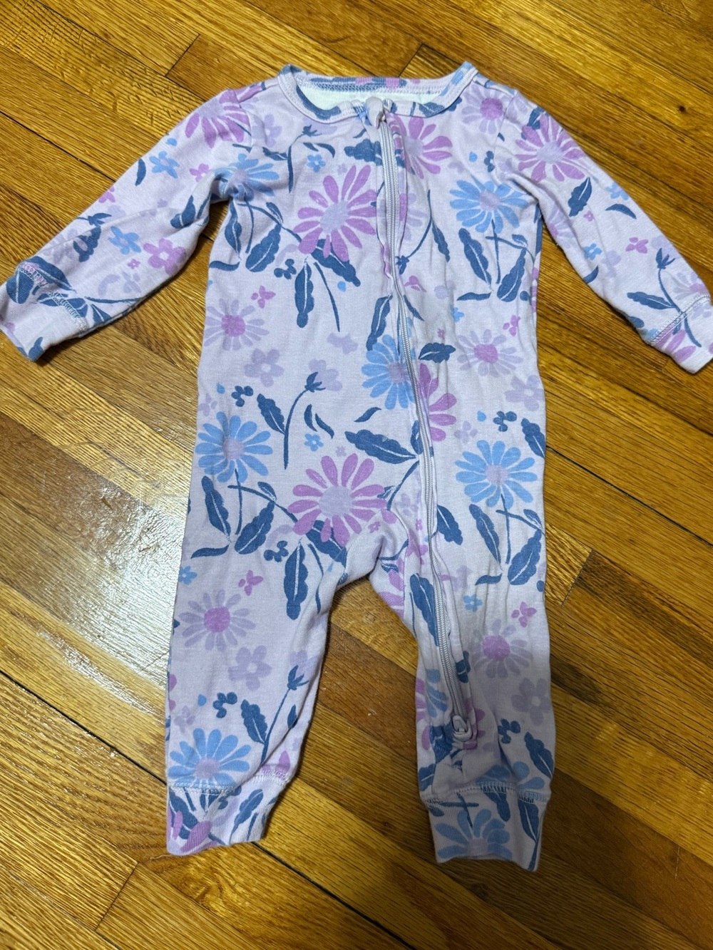 Carter's Lavender Floral Zip Footed One-Piece